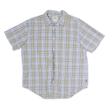 LEVI'S Mens Blue & Yellow Check Shirt L Cotton Summer Short Sleeve Casual