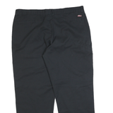 DICKIES Mens Cotton Blend Black Regular Straight Trousers W40 L30 Classic Zip