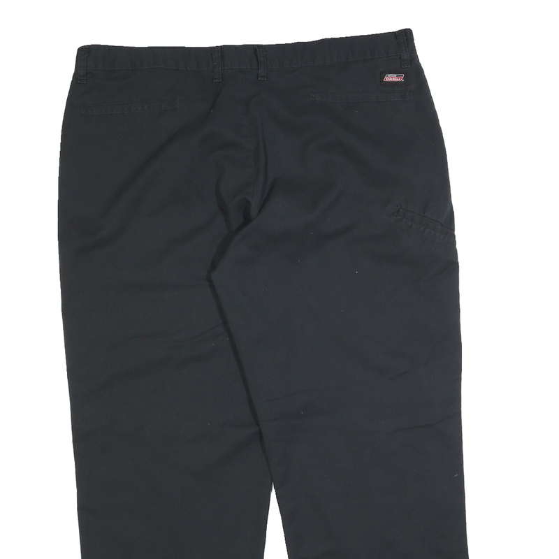 DICKIES Mens Cotton Blend Black Regular Straight Trousers W40 L30 Classic Zip