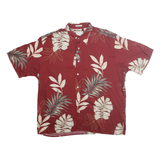 NATURAL ISSUE Mens Red Rayon Floral Print Shirt L Casual Tropical Summer