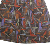GREENWICH SQUARE Womens Brown Orange Purple Abstract Print A-Line Knee Length