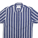 KRONSTADT CASUAL Mens Blue & White Striped Casual Shirt M Lightweight Cotton