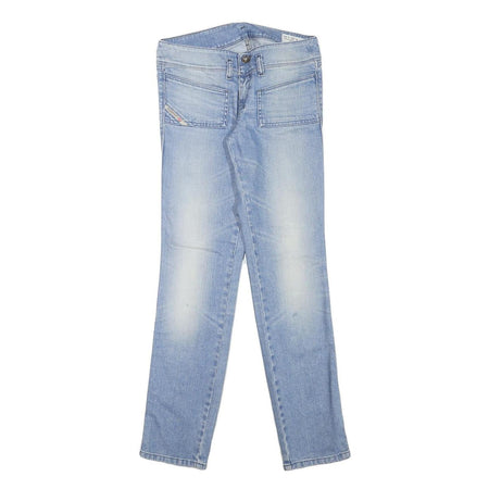 DIESEL Womens Slim Light Blue Denim Regular Jeans W27 L29 Stud Detail Zip