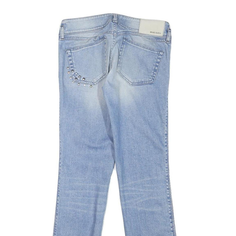 DIESEL Womens Slim Light Blue Denim Regular Jeans W27 L29 Stud Detail Zip