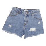 LEVI'S Womens Blue Denim Casual Shorts S W26 Distressed Fashion