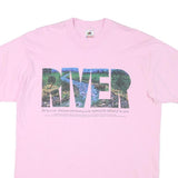 Mens Pink Cotton Blend Graphic T-Shirt XL Short Sleeve Crew Neck River Print