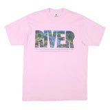 Mens Pink Cotton Blend Graphic T-Shirt XL Short Sleeve Crew Neck River Print