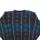 ROBERT BRUCE Womens Black Purple & Blue Patterned Jumper Crew Neck Chunky Knit M