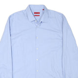 HUGO BOSS Mens Blue Shirt L Cotton Blend Classic Formal Long Sleeve Button