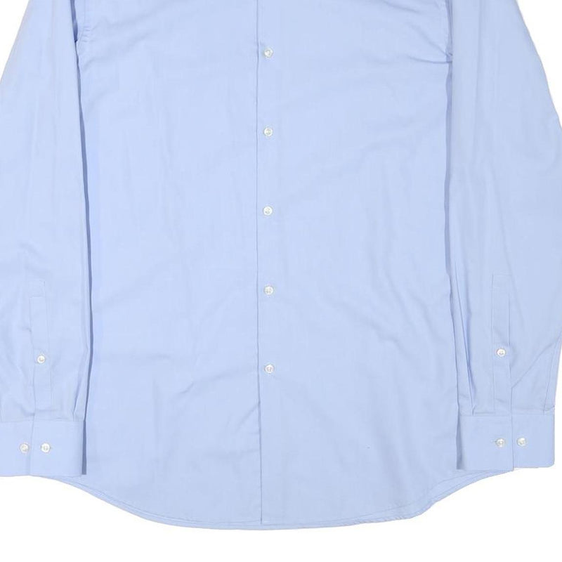 HUGO BOSS Mens Blue Shirt L Cotton Blend Classic Formal Long Sleeve Button