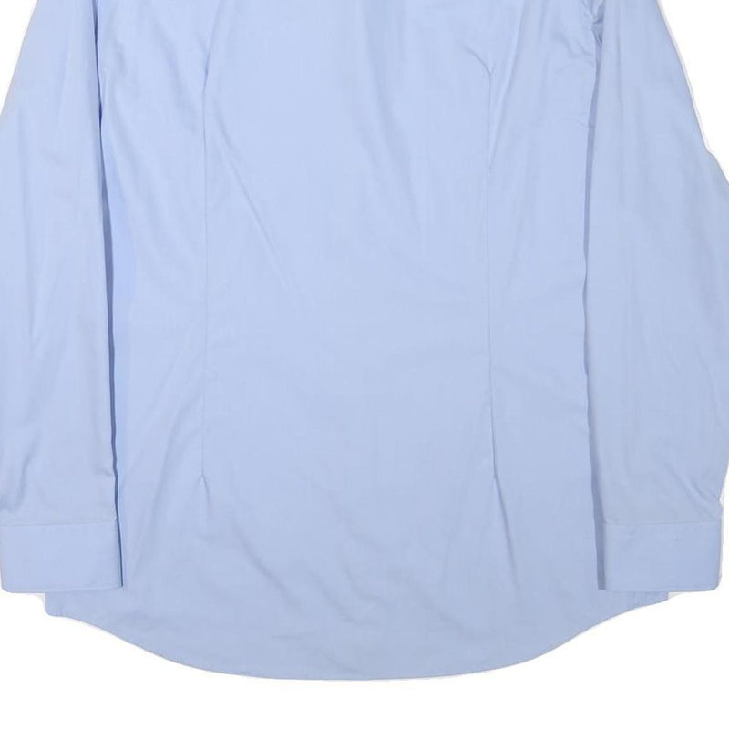 HUGO BOSS Mens Blue Shirt L Cotton Blend Classic Formal Long Sleeve Button