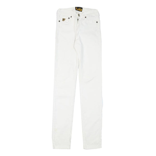 LOIS Womens Cotton Blend White Slim Skinny Trousers W23 L31 Stylish Casual Wear