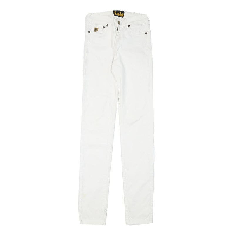 LOIS Womens Cotton Blend White Slim Skinny Trousers W23 L31 Stylish Casual Wear