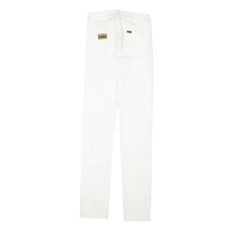 LOIS Womens Cotton Blend White Slim Skinny Trousers W23 L31 Stylish Casual Wear