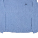 CHAPS Mens Blue Chunky Knit Crew Neck Jumper 2XL Cotton Blend Pullover Classic