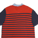 LACOSTE Mens Navy & Red Striped Cotton Blend Short Sleeve Polo Shirt XL 27 Patch