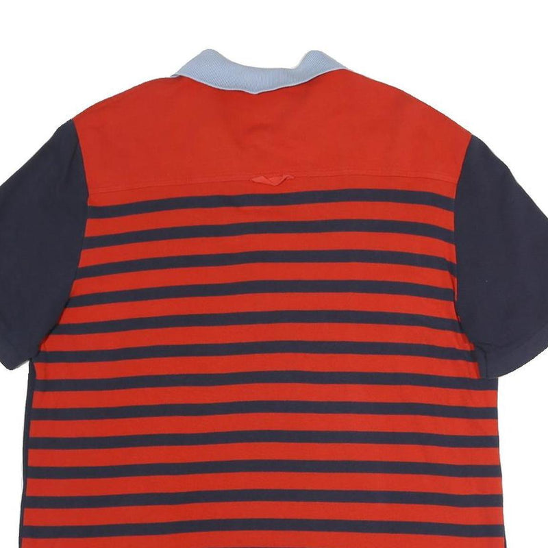 LACOSTE Mens Navy & Red Striped Cotton Blend Short Sleeve Polo Shirt XL 27 Patch