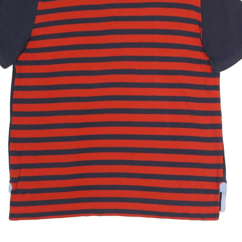 LACOSTE Mens Navy & Red Striped Cotton Blend Short Sleeve Polo Shirt XL 27 Patch