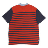 LACOSTE Mens Navy & Red Striped Cotton Blend Short Sleeve Polo Shirt XL 27 Patch