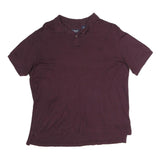 CHAPS Mens Maroon Short Sleeve Plain Polo Shirt M Casual Cotton Classic