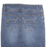 BOBA LOVE Womens Blue Denim Pencil Knee Length Cotton Skirt S Classic Casual