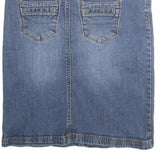 BOBA LOVE Womens Blue Denim Pencil Knee Length Cotton Skirt S Classic Casual