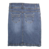 BOBA LOVE Womens Blue Denim Pencil Knee Length Cotton Skirt S Classic Casual