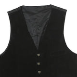 Mens Black Plain Button Jacket L Polyester Blend Classic Waistcoat Vest