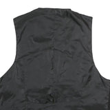 Mens Black Plain Button Jacket L Polyester Blend Classic Waistcoat Vest