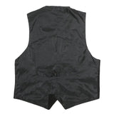 Mens Black Plain Button Jacket L Polyester Blend Classic Waistcoat Vest