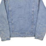 FALLS CREEK Mens Blue Denim Sherpa Collar Jacket L Cotton Button Casual