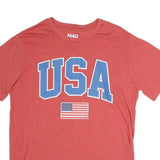 MAD ENGINE Mens Red USA Graphic T-Shirt L Short Sleeve Crew Neck Cotton Casual