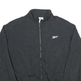 REEBOK Mens Black Nylon Track Jacket M Zip Plain Lightweight Sportswear