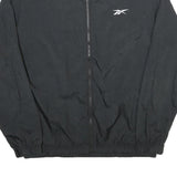 REEBOK Mens Black Nylon Track Jacket M Zip Plain Lightweight Sportswear