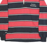 BARBARIAN Mens Navy & Red Peyton Wrestling Long Sleeve Striped M Cotton Polo