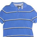 TOMMY HILFIGER Mens Blue White & Black Stripe Short Sleeve Polo Shirt S Classic