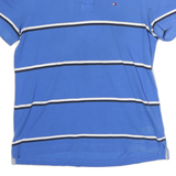 TOMMY HILFIGER Mens Blue White & Black Stripe Short Sleeve Polo Shirt S Classic
