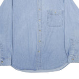 TRUMAN Mens Blue Denim Shirt L Button-Down Collar Long Sleeve Casual Cotton