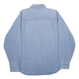 TRUMAN Mens Blue Denim Shirt L Button-Down Collar Long Sleeve Casual Cotton