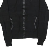 GUESS Womens Black Plain Full Zip Jumper Crew Neck Cable Knit S Soft Cotton