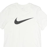 NIKE Mens White Swoosh T-Shirt S Short Sleeve Crew Neck Sports Casual