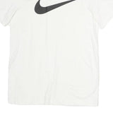 NIKE Mens White Swoosh T-Shirt S Short Sleeve Crew Neck Sports Casual