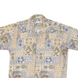 VIVA VENTO Mens Beige & Blue Pattern Cotton Blend Shirt L Casual Summer Tropical