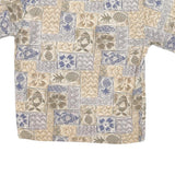 VIVA VENTO Mens Beige & Blue Pattern Cotton Blend Shirt L Casual Summer Tropical