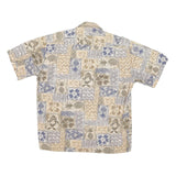 VIVA VENTO Mens Beige & Blue Pattern Cotton Blend Shirt L Casual Summer Tropical