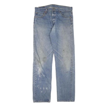 LEVI'S 501 Mens Jeans Blue Regular Straight Denim Medium W34 L32 Classic Button