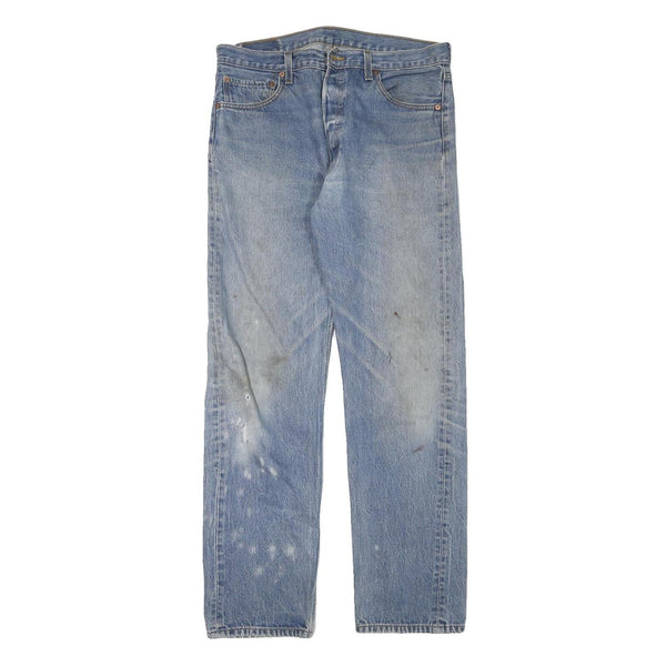 LEVI'S 501 Mens Jeans Blue Regular Straight Denim Medium W34 L32 Classic Button