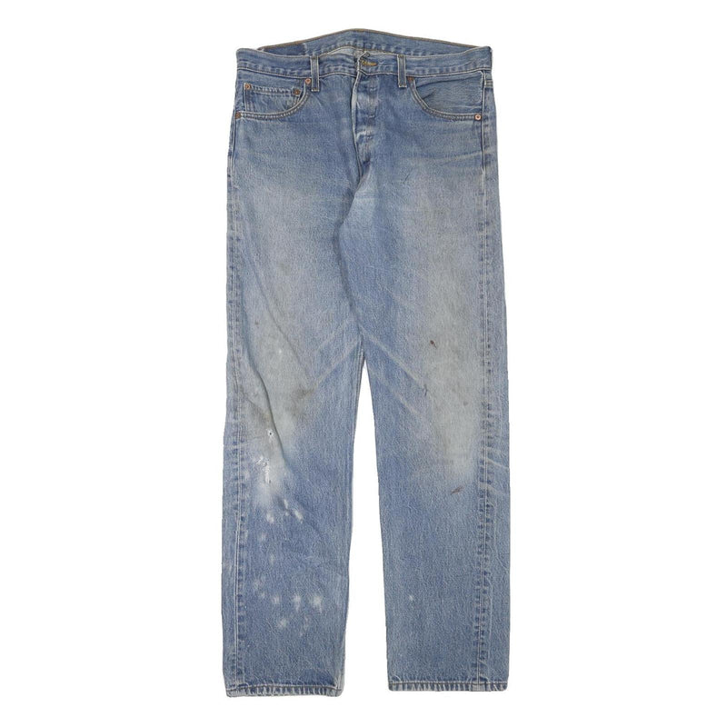 LEVI'S 501 Mens Jeans Blue Regular Straight Denim Medium W34 L32 Classic Button