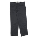 DICKIES Mens Black Cotton Blend Relaxed Straight Trousers W33 L30 Workwear Zip
