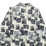 MARINO BAY Mens White & Grey Patterned Shirt L Cotton Casual Long Sleeve Stylish